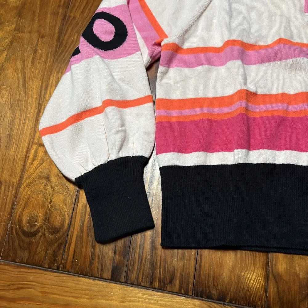 WISPR Brodie 1/4 Zip Pink Striped LOVE SLEEVES Pullover Sweater Sz S Silk A1907